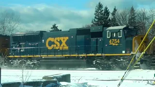 Big CSX Train Meets Little Local Train. Taylor Swift Was Here. New CSX SD70AC Flared Radiator Unit.