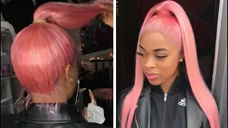PINK HIGH PONYTAIL! (Using a Full Lace Wig)