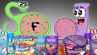 Convenience Store PURPLE GREEN Food MUKBANG vs Alphabet Lore Baby’s Transform | ANIMATION | ASMR