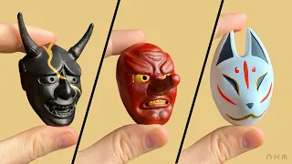 I made MINI Japanese noh masks - Compilation