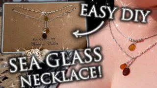 Sea Glass Necklace TUTORIAL! DIY, easy and NO drilling! Plus BONUS DIY packaging tutorial!