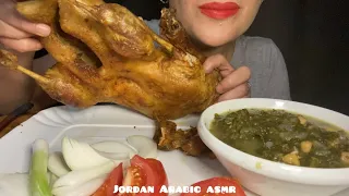 Mukbang eating whole boiled grilled duck with spinach  اكل بطة كاملة مع السبانخ