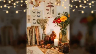 Witch Ambience, Cottage core Ambience, Writer's Table with Candle Crackling Owl Sound For Relaxation