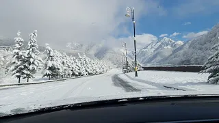 Hyundai Palisade 2020 Driving in Snow in Qabala (Azerbaijan)