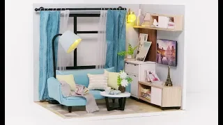 DIY Miniature House Kit * Corner Of Living Room * 블루 리빙룸 미니어처 하우스 * ミニチュアハウス * 客厅一角