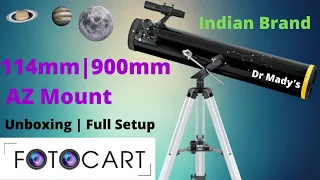 Indian brand 114|900mm AZ Mount Reflector Telescope Hindi full setup or unboxing