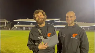 Geelong West coach Scott Frangos and Trent Archer