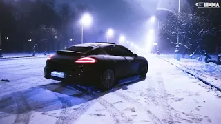 Porsche Panamera 2014  night driving and playing in snow (MOSCOW) black panther nebezao (ft rafal)
