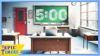 5 Minute Countdown Timer with Cozy music Snow Day Scene for classrooms