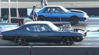 New or Old School? Muscle cars drag racing