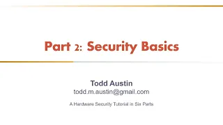 Hardware Security Tutorial - Part 2 - Security Basics