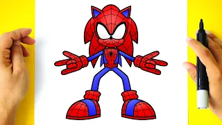 How To DRAW SONIC SPIDER-MAN - Sonic the Hedgehog