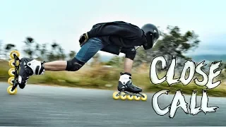 Downhill Inline Skating and Skateboarding almost goes wrong.