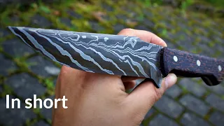 Knife making ~ Feather damascus black hunter in under 3 minutes!