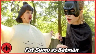 Fat Sumo vs Batman Giant Sumo Battle in real life SuperHero Kids