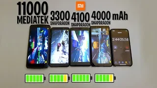 11000 mAh MEDIATEK vs CHAMPIONS XIAOMI redmi PHONES! Who WILL LAST LONGER? (RUSSIAN LANG)