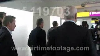 Russian oligarch Roman Abramovich at Heathrow with Chelsea footballers