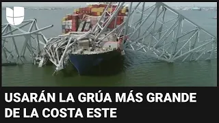 Inicia la remoción de escombros del puente de Baltimore con la grúa más grande de la costa este