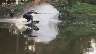 Backyard wakebording, winch session in Lithuania
