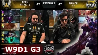 Vitality vs Splyce | Week 9 Day 1 of S8 EU LCS Spring 2018 | VIT vs SPY W9D1 G3