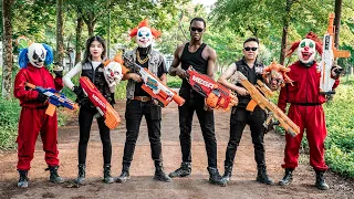 LTT Films : Silver Flash Black Nerf Guns Fight Mr Tiger Mask Monster Rescue Black Criminals