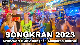 【🇹🇭 4K HDR】Bangkok Songkran festival IN KHAOSAN ROAD 2023