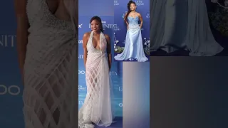 Halle bailey stuns in blue gown at little mermaid premiere