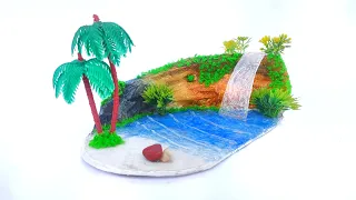 New design Waterfall from hot glue. Showpiece for home decoration. Gk craft
