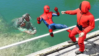 GTA 5 Water Ragdolls Spiderman vs Squid Game Guard Jumps/Fails (Funny Moments)