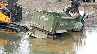 Bergung eines Traktors mit Anhänger aus der Ahr- in Rech am 30.09.2021