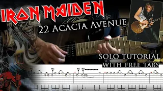 How to play Adrian Smith's solos #21 22 Acacia Avenue (with tablatures and backing tracks)