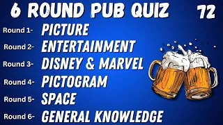 Virtual Pub Quiz 6 Rounds: Picture, Entertainment, Disney & Marvel, Pictogram, Space, GK No.72