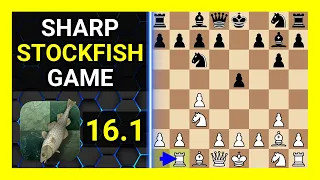 Sharp Stockfish 16.1 Chess Game, English Opening, King's English Variation, Hungarian