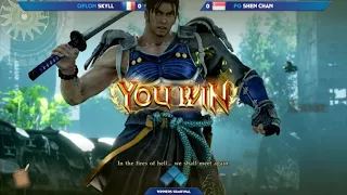 Oplon Skyll (Mitsurugi) vs. PG Shenchan (Cervantes) - Top 8 R1 Winners - Evo 2019 - Soulcalibur VI