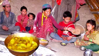 dharme brother family cooking potato soup curry & bread || @ruralnepall