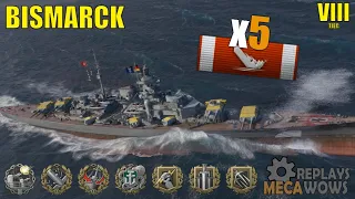 Bismarck 5 Kills & 185k Damage | World of Warships Gameplay