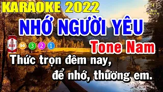 Nhớ Người Yêu Karaoke Tone Nam Nhạc Sống Dễ Hát Nhất 2022 | Trọng Hiếu