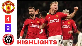 Man United vs Sheffield HIGHLIGHTS (4-2): Maguire, Hojlund & Bruno Fernandes Goals.