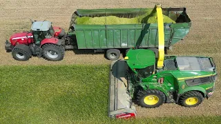 GPS häckseln mit ein JOHN DEERE 9500i / Abfahrer MASSEY FERGUSON & CLAAS / GRIEMSMANN KG / 4K