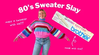 I Knit A Sweater Using A Pattern From The 80s | Brother KX350 Knitting Machine Tutorial/Make W/ Me!!