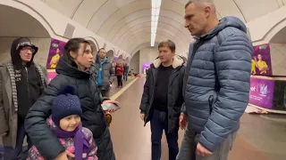 Kyiv mayor and brother visit Ukrainians sheltering in subway | AFP