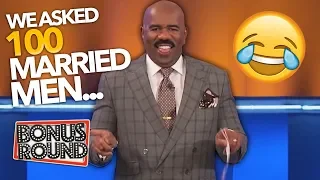 STEVE HARVEY Asks 'We Asked 100 Married Men' Funny Family Feud Answers!