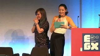 Jane As Announcer With Mike And Andy And Luke And Ellen Live On Stage At EGX 2017
