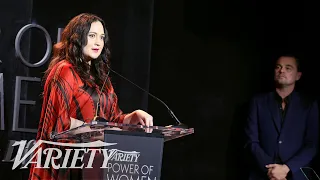 Lily Gladstone Chokes Up Accepting an Award from Leonardo DiCaprio at Variety's Power of Women