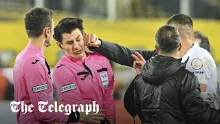 Turkish Super Lig referee punched to the ground by club president - then kicked in the head