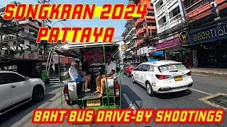 Baht Bus Drive-By | Songkran 2024 | Pattaya | Thailand 🇹🇭