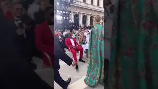 Diddy watching Jlo arrive at Dolce & Gabbana fashion show in Italy