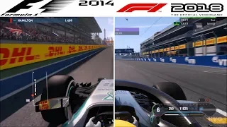 F1 Game Comparison (2014 - 2018 | Sochi Autodrom | Russian GP Hotlaps)