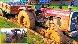 Massey Ferguson dyna track 🚜 246 4wd tractor 💪🚜 stuck in mud 🥵||  help with poclain chain massin ||
