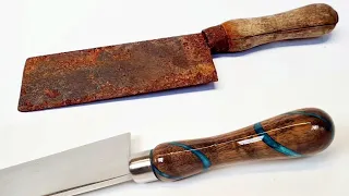 Rusty Antique Cleaver Knife Restoration  new "Special" Handle @reborntools
